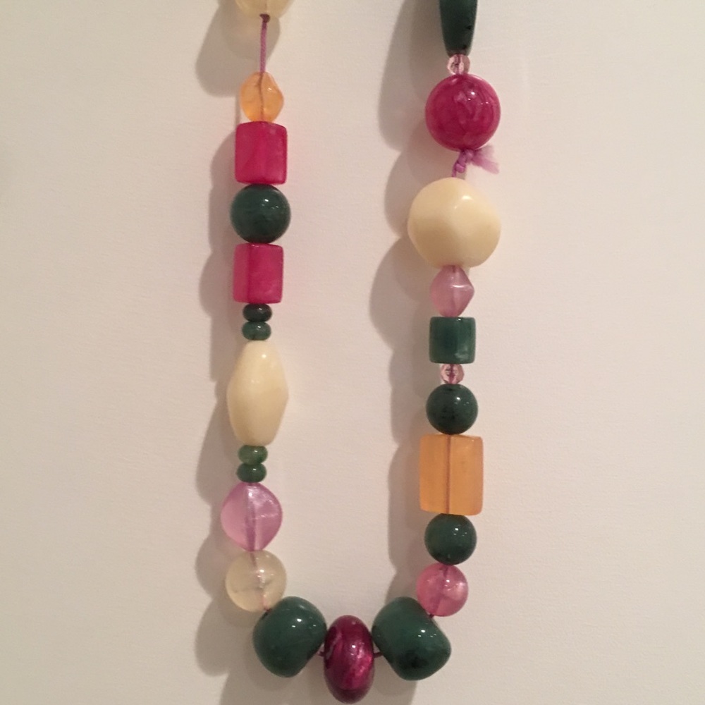 Extra Long Multi-Colored Beaded Statement Necklace